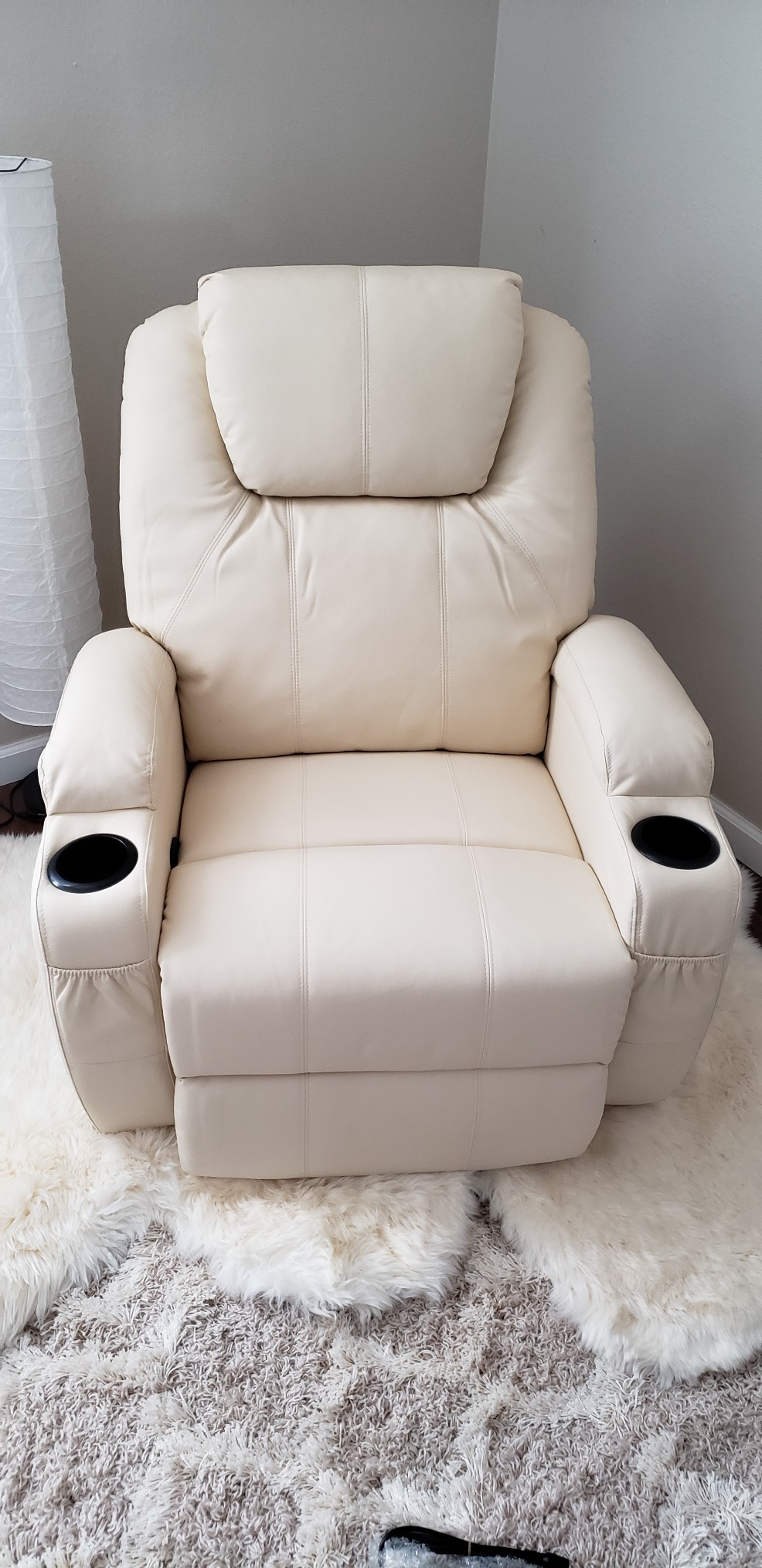 30/mo Finance Esright Massage Recliner Chair Heated Brown PU Leather