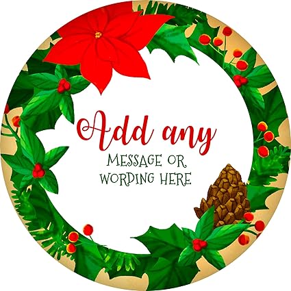 Amazon Com Merry Christmas Holly Wreath Sticker Labels 6