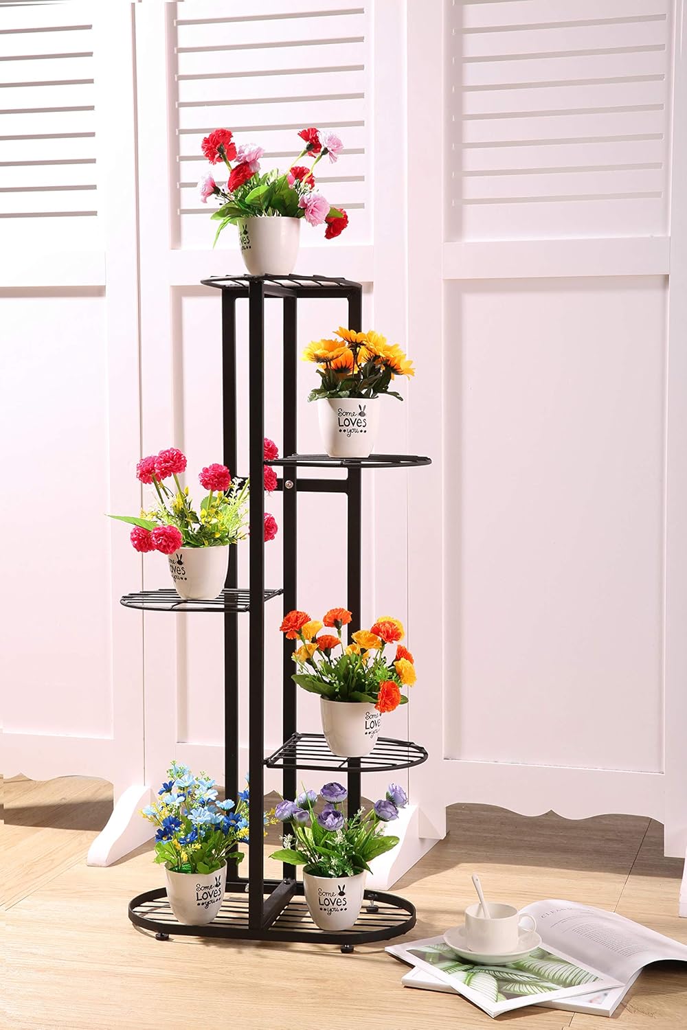 Schwarz DOEWORKS 3 Etagen Blumentreppe Pflanzentreppe Pflanzenregal