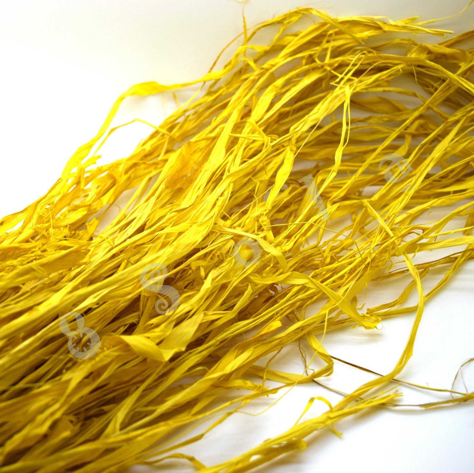 100g Natural Coloured Raffia Palm Fibres Leaves Ribbon Floral Supplies Crafts (Yellow)