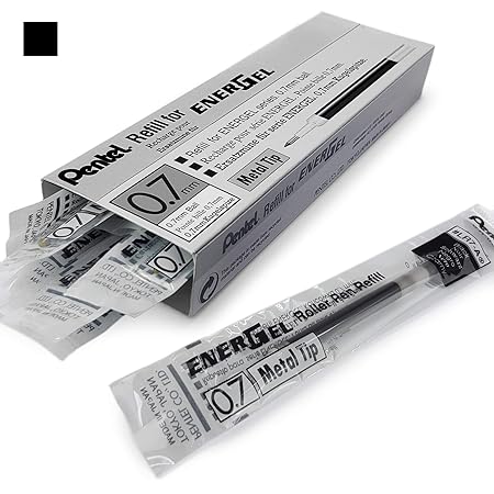 Pentel Nachfüllminen, 12 Stück, für Energel Xm, BL77/BL57/BL37, 0,7 mm, Metallmine, Schwarz