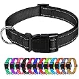 TagME Reflective Nylon Dog Collars, Adjustable Classic Dog Collar with Quick Release Buckle for Small Dogs, Black, 5/8" Width