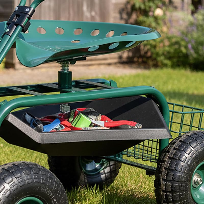 Banco de jardim com rodas, Ajustável em altura, 150 kg, Preto