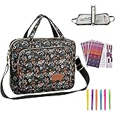 Derstuewe Bible Cover, Bible Cover Case for Women – Stylish & Durable Zippered Bible Bag with Handle & Pocket, Fits Standard & Large Bibles, Perfect for Church, Travel, Study & Gifts, Black Flower