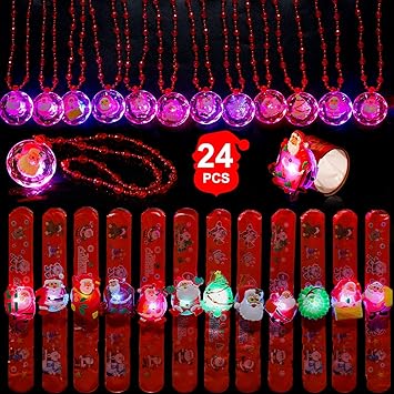 Regali Di Natale Di Classe.Qpout Forniture Per Le Feste Di Natale 24pack Christmas Light Up Necklace Braccialetti Di Natale Grande Per I Premi Di Classe Regali Regali Goody Bag Stocking Fillers Amazon It Giochi E Giocattoli