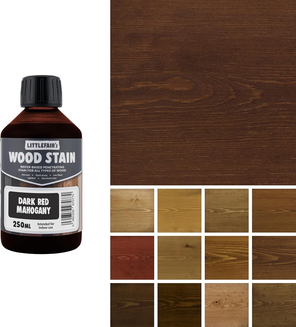 Littlefair's Wood Stain Water-Based Dark Red Mahogany 250ml