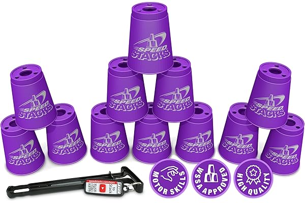 Speed Stacks | Official Sport Stacking Set, Purple - 12 Cups and Holding Stem | Top Grade Materials, Low Friction | WSSA Appr