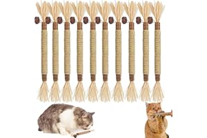 10 Pcs Puriq Natural Silvervine Dental Sticks, Silvervine Sticks for Cats, Interactive Cat Chew Stick for Teeth Cleaning, Scr