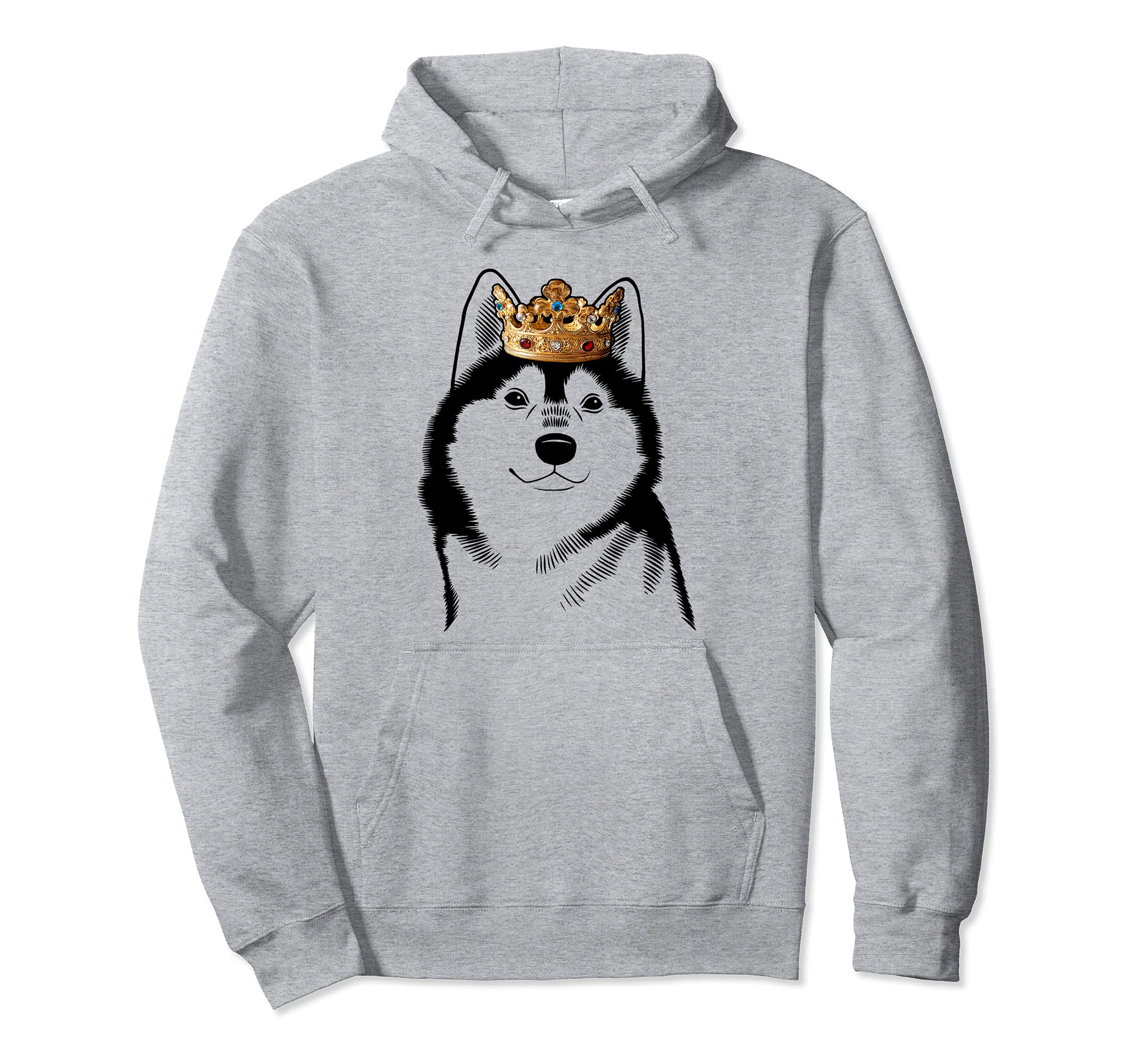 Alaskan Klee Kai Dog Wearing Crown Pullover Hoodie