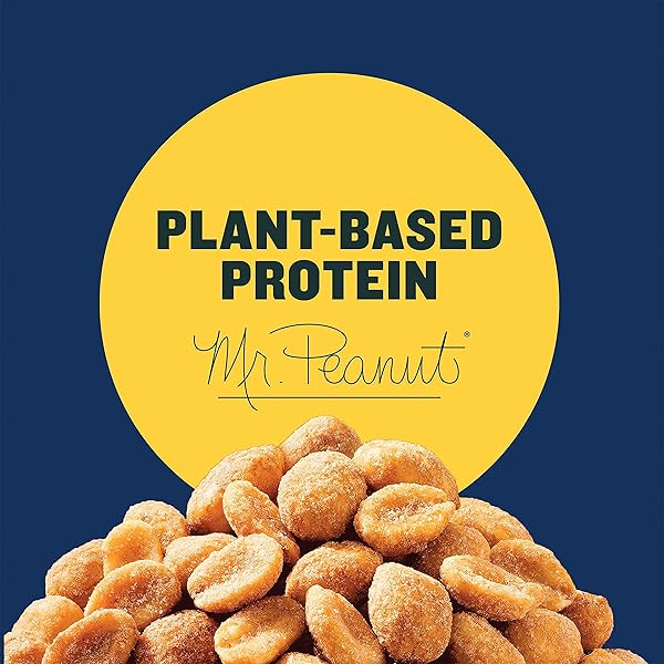 PLANTERS SWEET AND SPICY PEANUTS, PARTY SNACKS, PLANT-BASED PROTEIN, AFTER SCHOOL SNACK, QUICK SNACKS FOR ADULTS, SWEET AND SALTY SNACK NUTS, PANTRY STAPLE, HONEY ROASTED PEANUT, KOSHER, 16OZ JAR