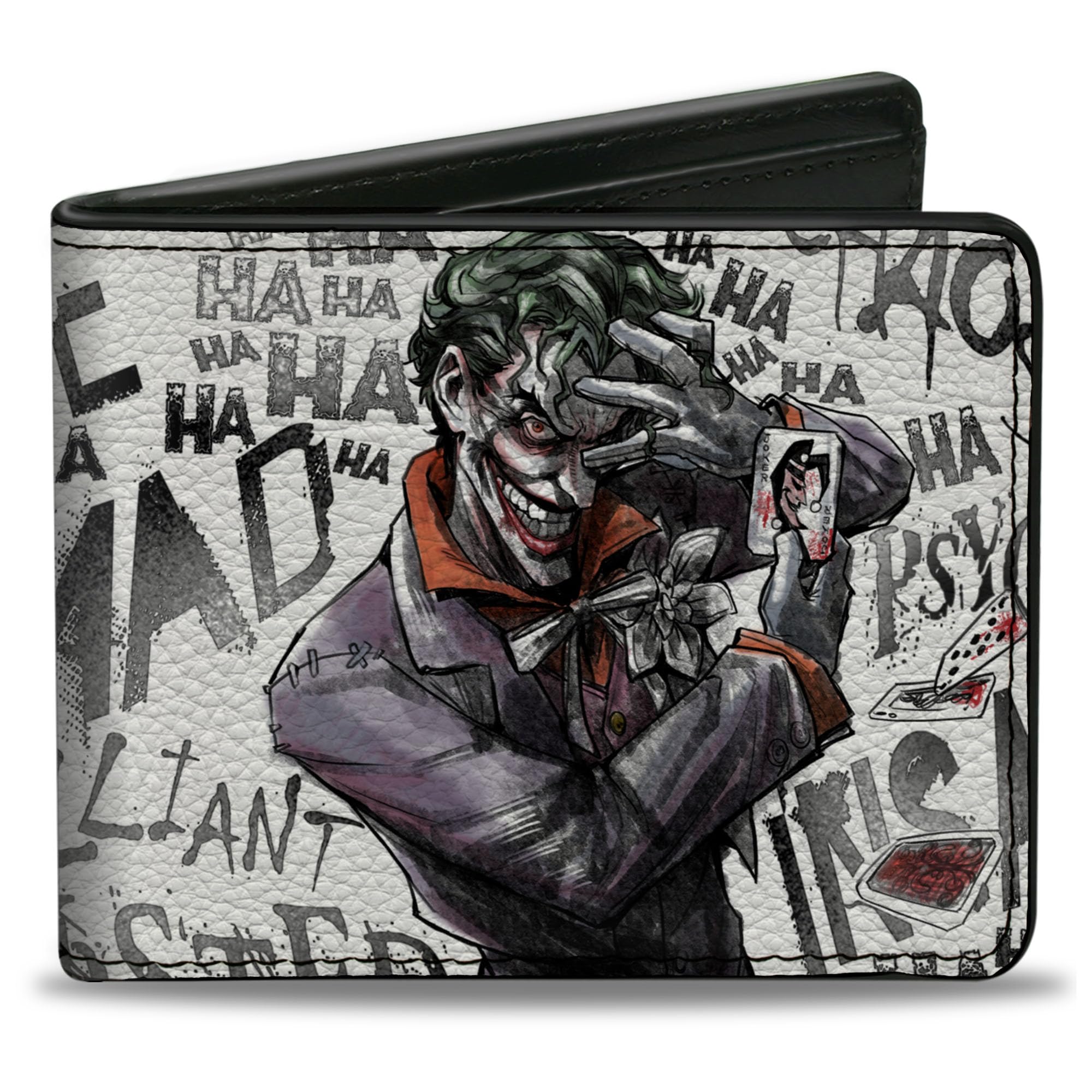 Buckle-Down Wallet Joker Brilliant-Twisted-Insane-mad Psycho Pose/Cards Accessory, Multicolor, 4.0" x 3.5", Pu Bifold Wallet - Joker Brilliant-Twisted-Insane-mad Psycho Pose/Cards