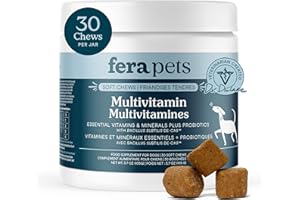 Fera Pets Dog Multivitamin Chews with Glucosamine and Probiotics - Essential Dog Vitamins & Minerals - Promotes Healthy Diges
