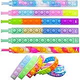 KITTIUS 6 Pieces Pop Fidget Bracelets Toys, Adjustable Push It Bubbles Wristband, Fidget Poppers for Kids and Adults