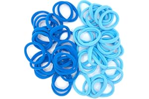 XXFBJNMD 50 pcs Cans Candy Coloured Seamless Elastic Hair Bands，Soft and Non-invasive Ponytail Clip Hair Bands Bundles for Girls with Thick Curly Hair and Thinning Hair(Blue)