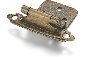 Vallecloud 10 Pack (5 Pair) 3/8" Inset Antique Brass Self Closing Cabinet Hinges for Offset Kitchen Cabinet Door, Face Frame Semi Concealed Kitchen Cabinet Hinges