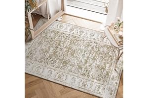 jinchan Area Rug 2x3 Entryway - Taupe Kitchen Vintage Floral Print Floor Cover Indoor Thin Mat Retro Accent Rug Bathroom Doormat Living Room Bedroom Office Farmhouse Laundry