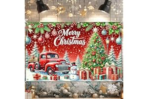 BlissYard Merry Christmas Banner Red Truck Tree Snowman 71x43 Inch Holiday Decorations for Indoor Outdoor Party Supplies Xmas Home Decor Winter Wonderland Backdrop For Girls or boys gifts