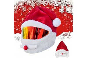 VCOROS Motorcycle Helmet Cover Christmas, Fluffy Full Face Helmet Cover Decoration, Festive Gear Xmas Cover for Fun Rides