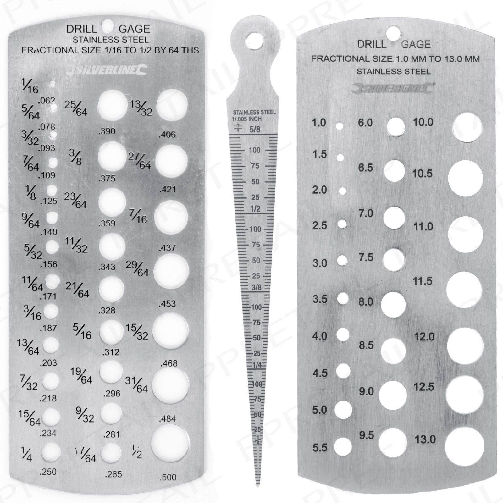 EETools METRIC & IMPERIAL DRILL BIT & TAPERED BORE GAUGE SET Stainless Steel