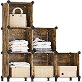 SONGMICS 6 Cube Storage Organizer, DIY Closet Shelf, Plastic Clothes Organizer, Modular Bookcase, 11.8 x 11.8 x 11.8 Inch Cub