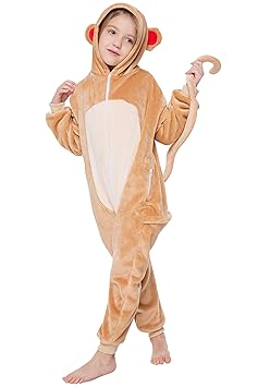 corimori 1851 Louis der AFFE Kinder Jungen Mädchen Onesie Jumpsuit Anzug Kostüm Verkleidung (Gr. 130-150 cm), Hellbraun