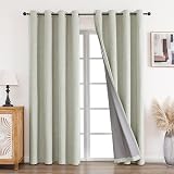 CUCRAF 100% Blackout Curtains 52 x 90 Inch Eyelet Panels Beige 2 Pack