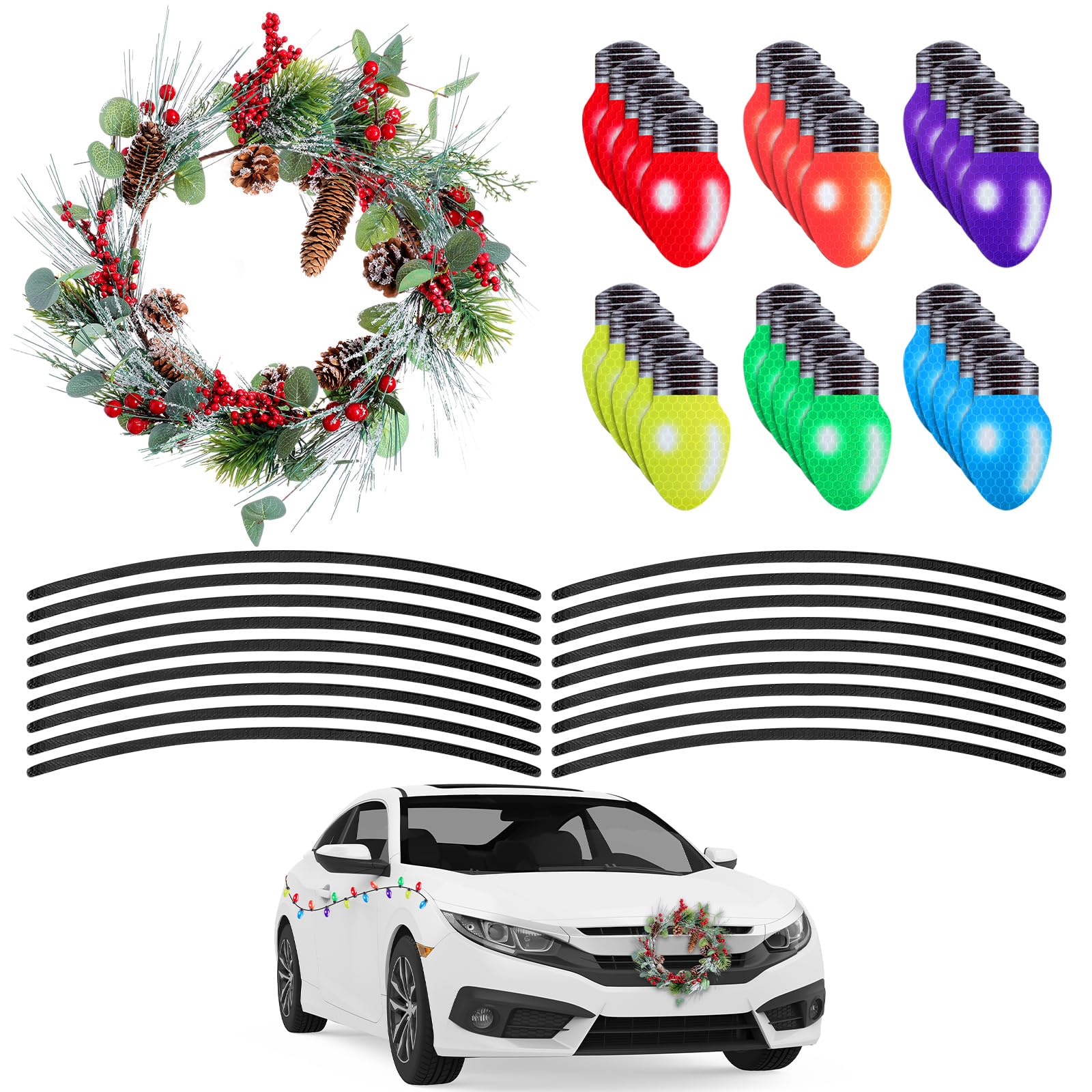 Photo 1 of ***MISSING PARTS***
Baquler Christmas Car Wreath Magnetic Decorations Set Include Christmas Wreath Reflective Bulb Light Shaped Car Magnets Magnet Wires for Xmas Winter Party Garage SUV Holiday Decor