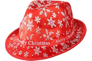 Boy Christmas Fedoras Cool Santa Trilby Hat Girl Snow Red Panama Bling Bell Xmas Party Bowler Kid Jazz Costume Holiday Hat
