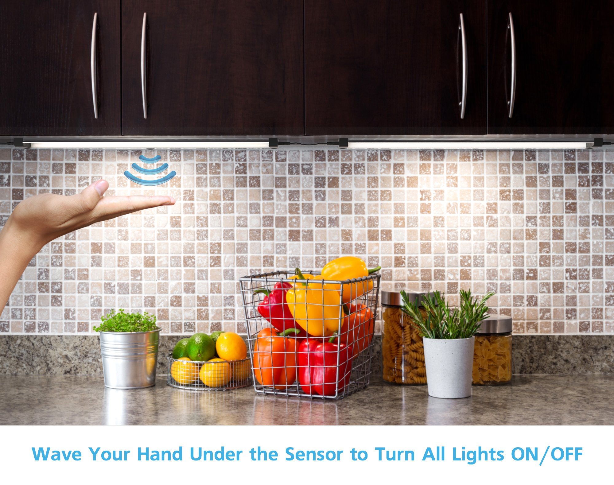 EShine 6 Panels 12 Inch LED Under Lighting, Hand Wave Activated