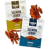 SeaBear Wild King Salmon Jerky Variety 2-Pack - 2.5 oz Bags | Traditional and Peppered Wild King Salmon Jerky - Wild Caught Alaskan Salmon, Cold Smoked, Ready to Eat High Protein Snack
