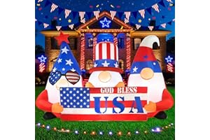 Wabolay 4th of July Inflatables Outdoor Decorations 6FT Long Patriotic Inflatable Memorial Independence Day Blow Up Gnome American Flag Led Lights Fourth of July Blow Ups Garden Yard Lawn Decor