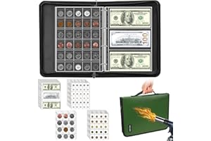 TRONIC MASTER Coin Collection Book Holder Organizer - 410 Pockets Coins Collection Supplies Album for Collector 36 Sleeves Money Storage Case Fireproof Coin Currency Collection Bill Pennies Cash Green