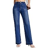 SEVEGO Tall Women's 34"/36"/38" Inseam Wide Leg Jeans High Waisted Stretchy Straight Loose Trendy Denim Pants Pockets