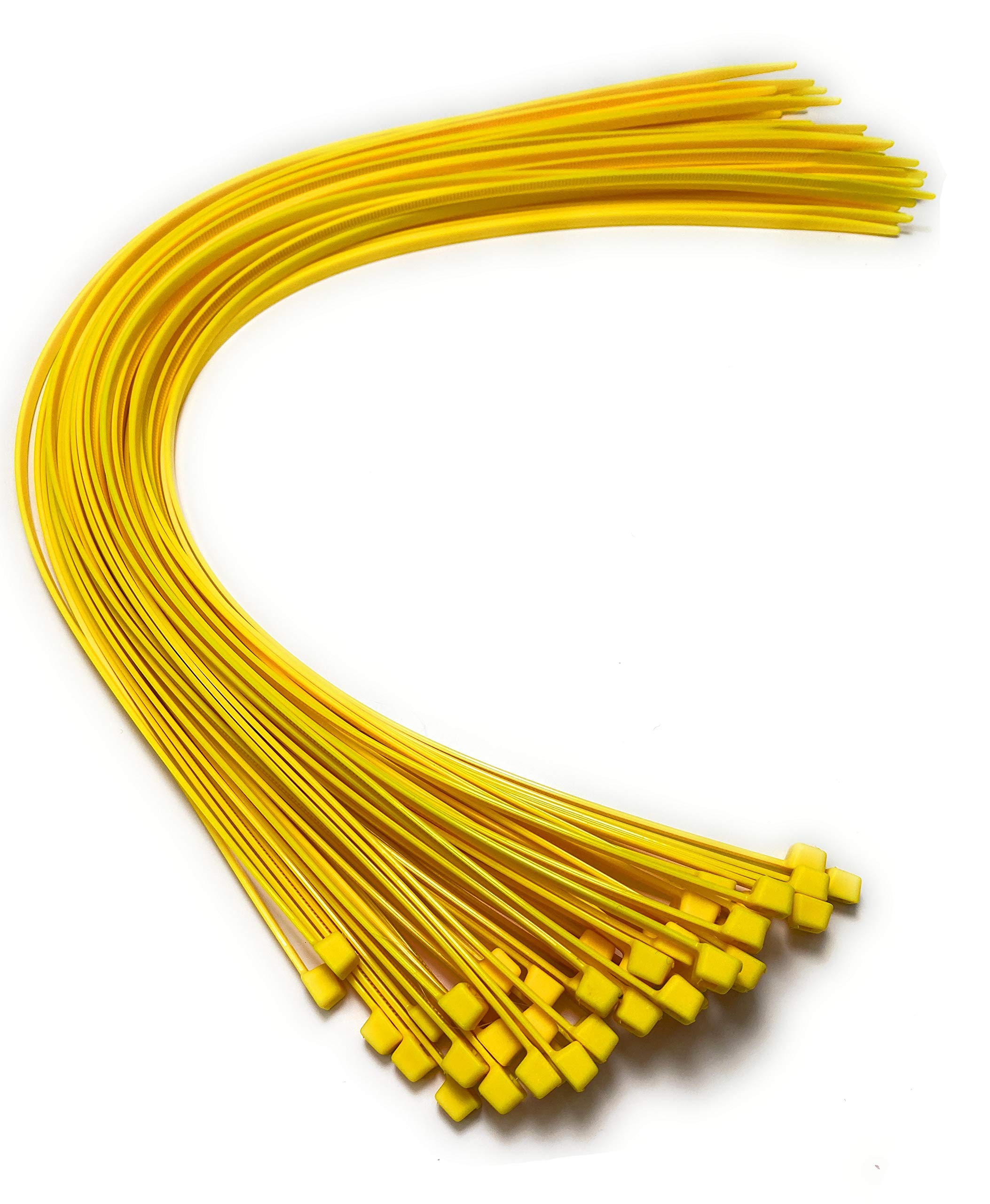 Cable Ties - 450mm x 4.8mm - 17.7" Extra Long Tie Wraps - Nylon Zip Ties (50, Yellow)