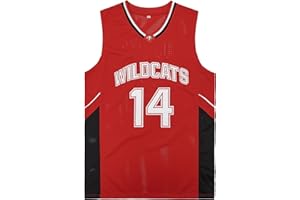 AMORTW Mens Wildcats High School 14 Troy Bolton Jersey 8 Chad Danforth Basketball Jersey for 90s Hiphop Party Costume