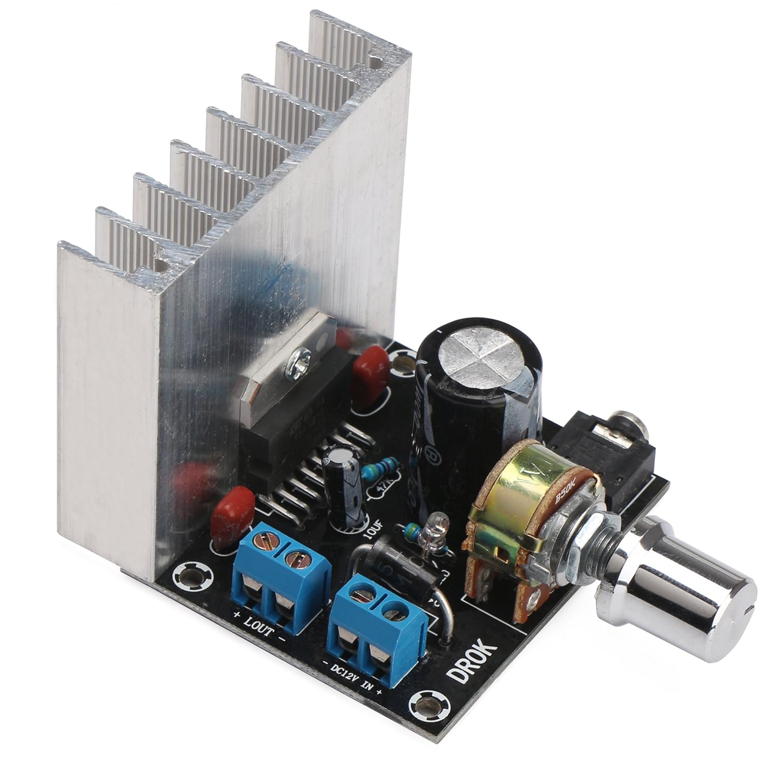 DROK® TDA7377 DC Audio Amplifier Board 12V Bookshelf Stereo High Power