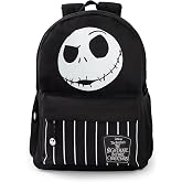 Disney The Nightmare Before Christmas Jack Skellington Backpack | Black and White Stripes Design School Bag Back to School
