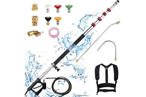 TAOTAZON Pressure Washer Extension Wand 24 FT, Extension Pole for Pressure Washer with Gutter Extension, and 5 Spray Nozzle Tips for Roof Fence Window Washing Gutter Cleaner