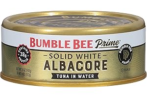 Bumble Bee Prime Solid White Albacore Tuna in Water, 5 oz Can - Premium Wild Caught Tuna - 32g Protein per Serving - Non-GMO Project Verified, Gluten Free, Kosher