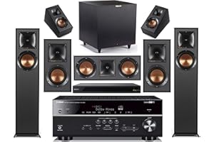 KUBICLE Yamaha 7.2-Channel Wireless Bluetooth 4K 3D A/V Surround Sound Receiver + Klipsch Multimedia Home Theater Speaker System