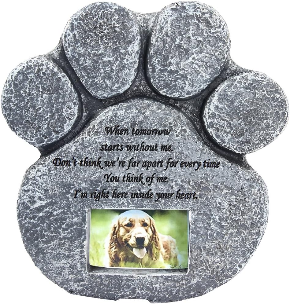 Paw Print Pet Memorial Stone Puppy Tombstone Indoor Outdoor Dog or Cat Grave Loss of Pet's Final Resting Peace