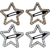 Y2K Star Snap Hair Clips with Crystal– 4 Pcs, Silver & Champagne Rhinestone Retro Barrettes, Sparkling Fun Metal Hair Accessories for Party & Daily Wear