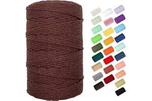 BYWORLD 3mm Cotton Rope, 220 Yards(200m) Twine String, 100% Natural Cotton Macrame Rope for Plant Hangers, Wall Hanging, Christmas or Wedding Decorative(Dark Brown)