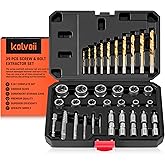 Kolvoii Bolt Extractor Kit, 39 Pieces Easy Out Screw Extractor Set, Left Hand Drill Bit Set, Multi-Spline Extractors, for Rem