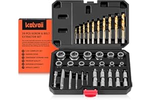 Kolvoii Bolt Extractor Kit, 39 Pieces Easy Out Screw Extractor Set, Left Hand Drill Bit Set, Multi-Spline Extractors, for Rem