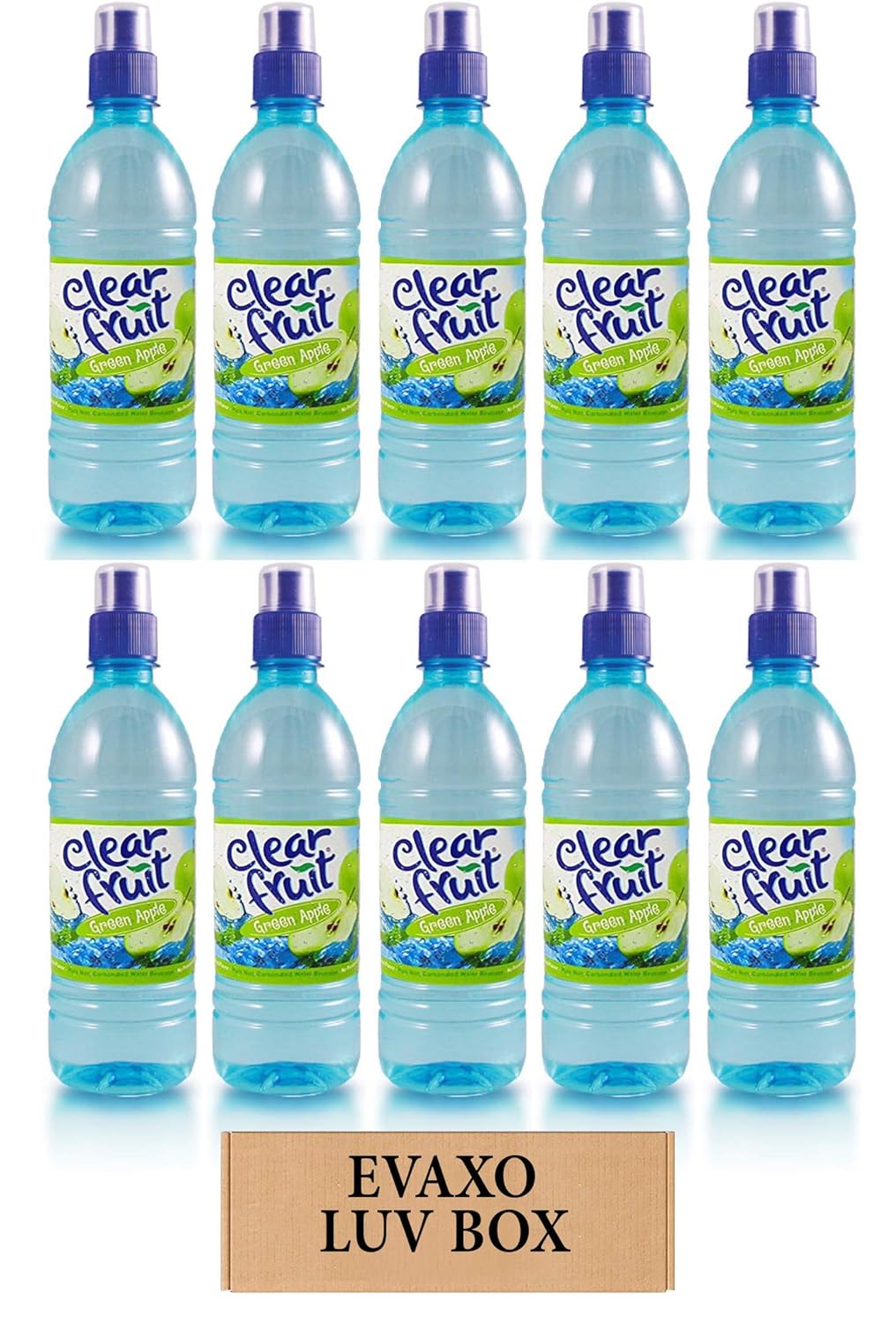 LUV BOX - Clear Fruit Green Apple Water Sport 16.9 Oz Bottles ,Pack of 10,
