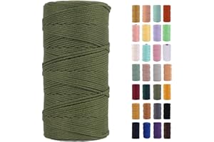 MAOQIAN Olive Green Macrame Cord 2mm x 220Yards,Colored Cotton Rope Colorful Cotton Cord Soft Craft Cord Twine for Wall Hanging Plant Hangers Crafts Decorative Projects