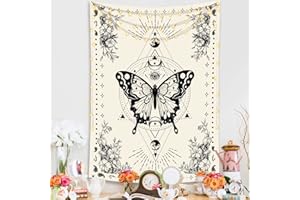 Lunerfex Boho Butterfly Tapestry Small Tapestry Tarot Tapestries Moon Phase Aesthetic Tapestries Wall Hanging for Bedroom and Living Room Decor Butterfly 44×60 Inches
