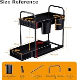 GEMWON Under Sink Storage Kitchen Organizer 2 Tier Sliding Drawer Black view 2