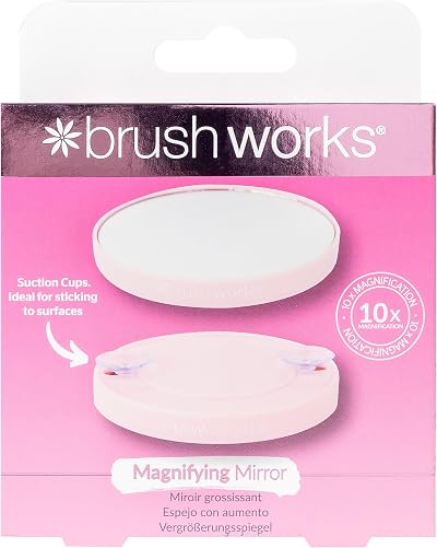 Brushworks 10X Magnifying Mirror Suction Cups Portable Travel Tweezing Makeup
